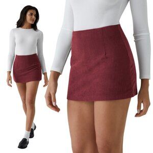 HALARA High Waist 2 In 1 Corduroy Burgundy Mini Skort Various Sizes NWT